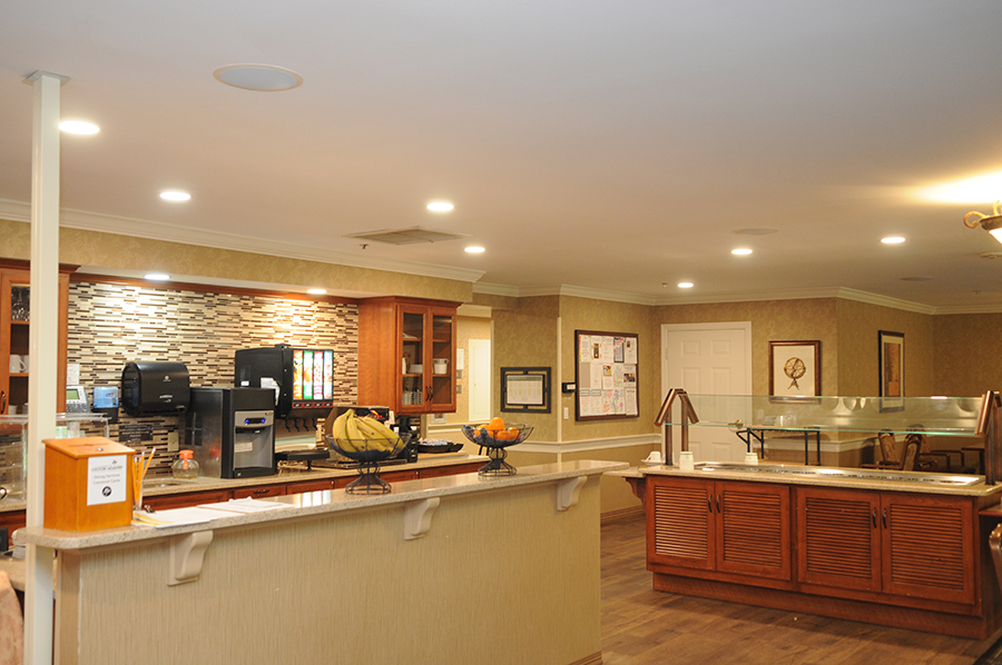 Bright, welcoming interior with a service counter and seating.