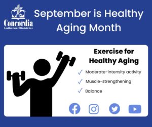 September is Healthy Aging Month Image. 