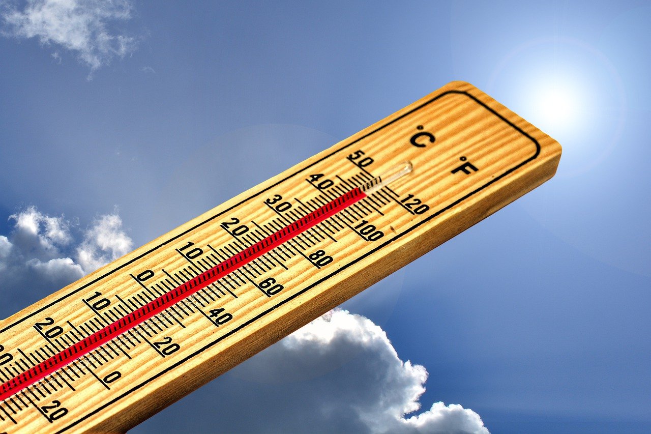 Thermometer showing high temperature